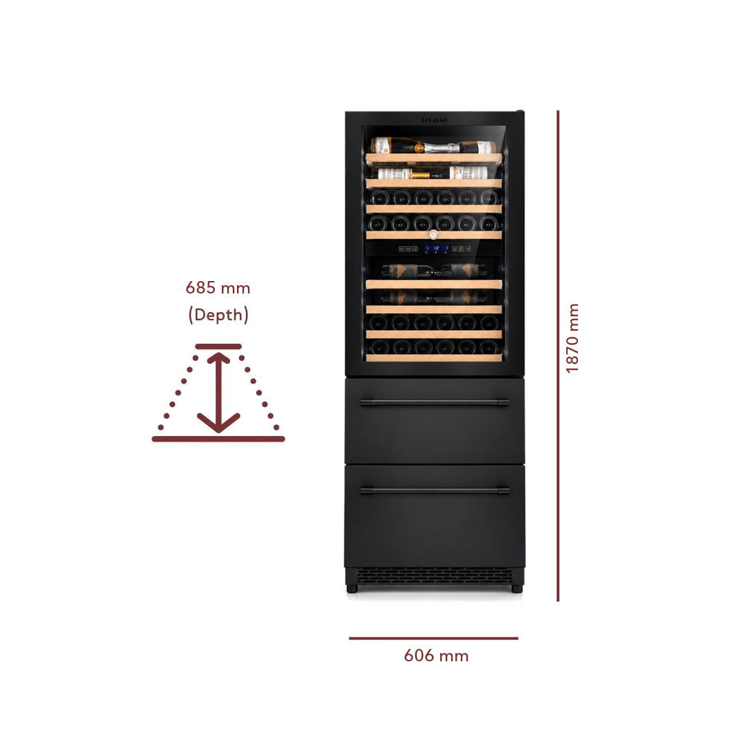Oenophile 133 Bottle Triple Zone BC - Built-In - LeCavist Wine Cabinets