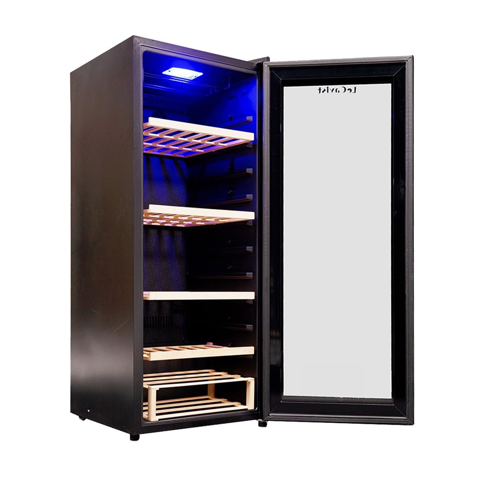 LECAVIST 97 Bottle Wine Cabinet Single Zone Black LCS100VN - Freestanding - Lecavist