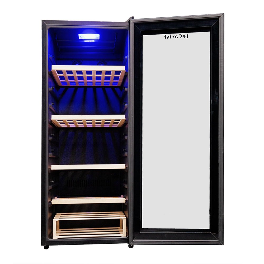 LECAVIST 97 Bottle Wine Cabinet Single Zone Black LCS100VN - Freestanding - Lecavist