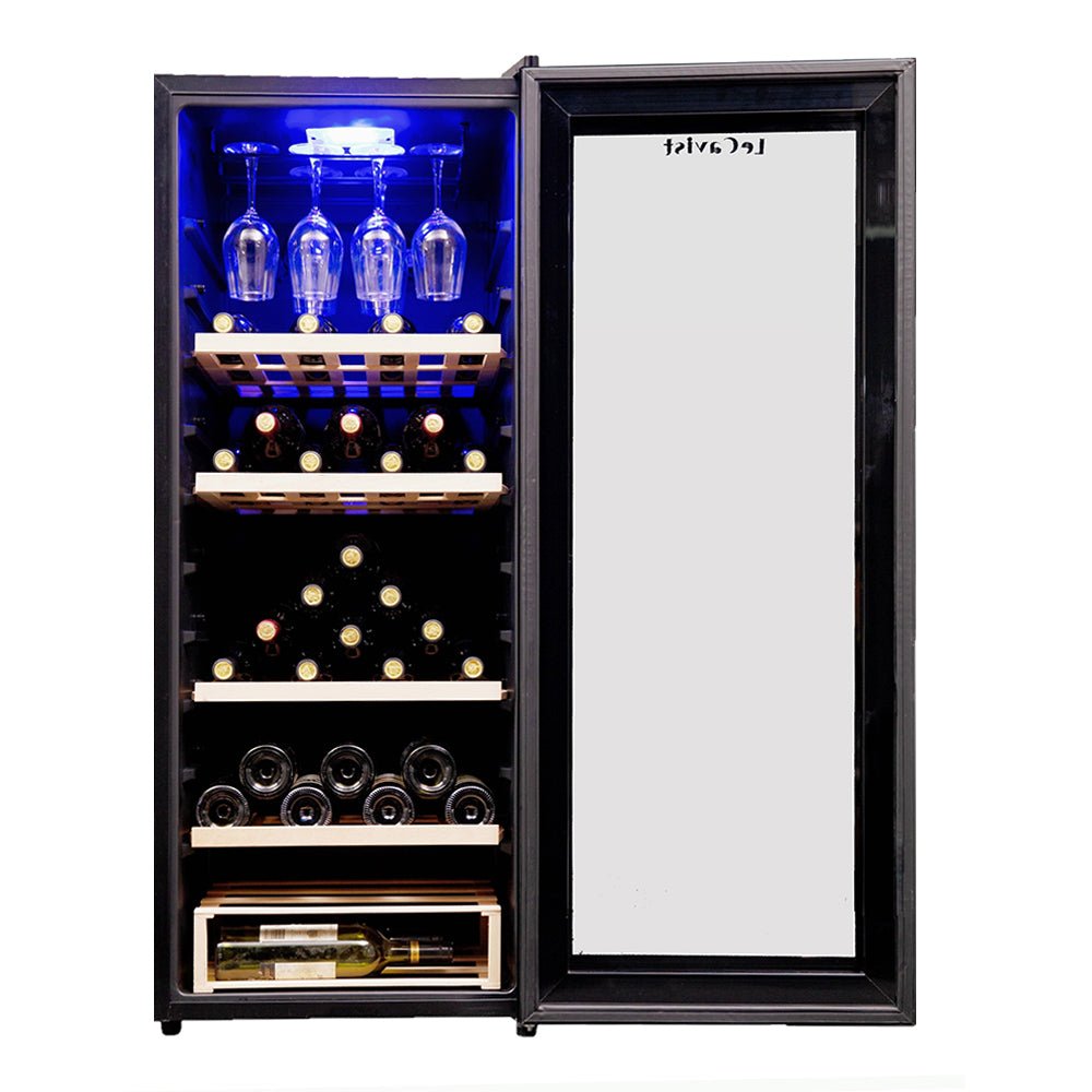 LECAVIST 97 Bottle Wine Cabinet Single Zone Black LCS100VN - Freestanding - Lecavist