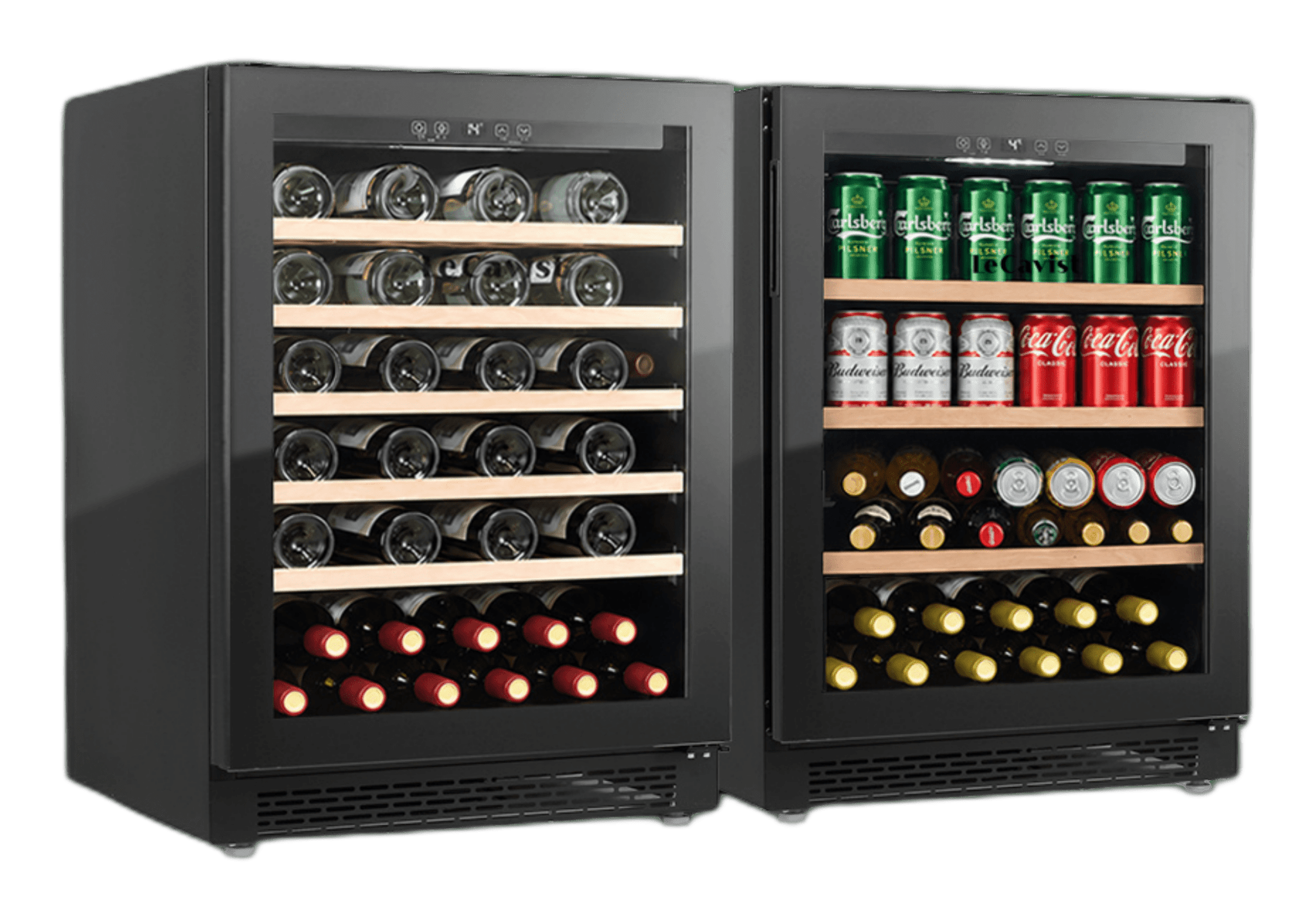 LeCavist Wine & Beverage Cabinet Duo - 52 Bottle + 140L (LJ52VNBU + LJ140BC) - Dual Zone - Built-in - Black (LJ52140DUO)
