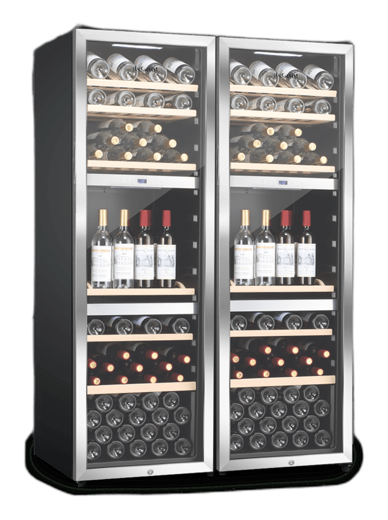 LeCavist Wine Cabinet Duo- 280 Bottle (2 x 140) - Triple Zone - Freestanding - Stainless Steel (LEK1403ZPVXX2)