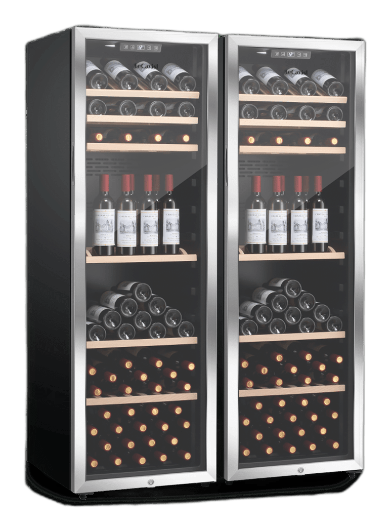 LeCavist Wine Cabinet Duo - 336 Bottle (2 x 168) - Single Zone - Freestanding - Stainless Steel (LEK168PVXX2)