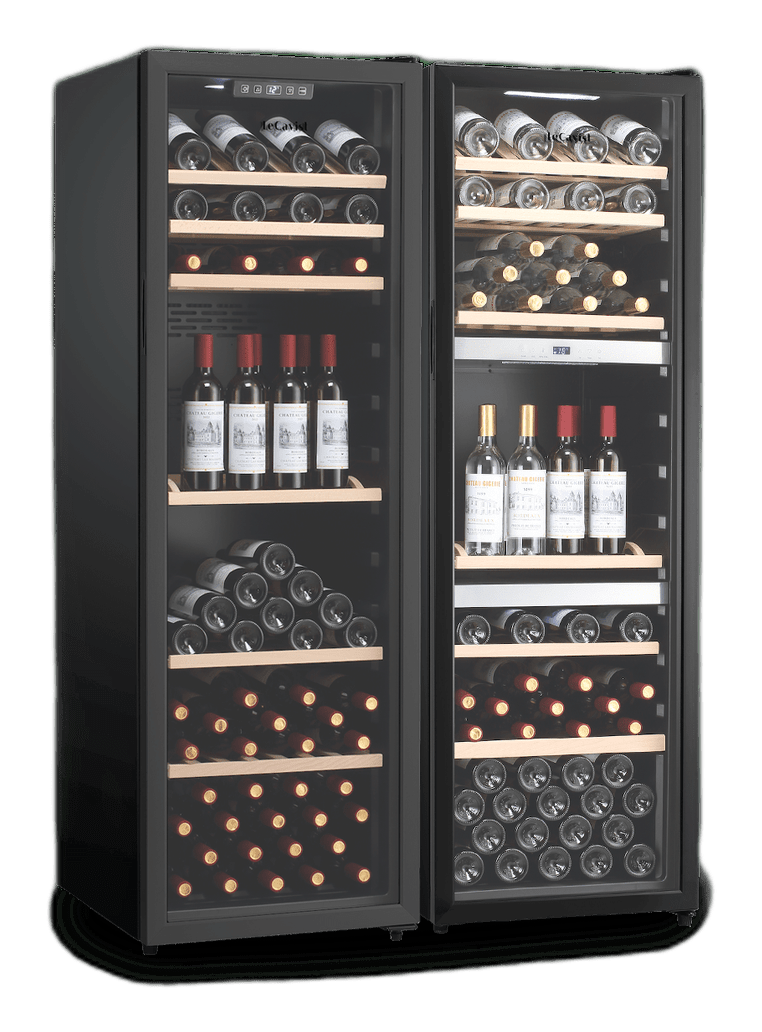 LeCavist Wine Cabinet Duo - 308 Bottle (140 + 168) - Triple Zone + Single Zone - Freestanding - Black (LEK208PVX2)