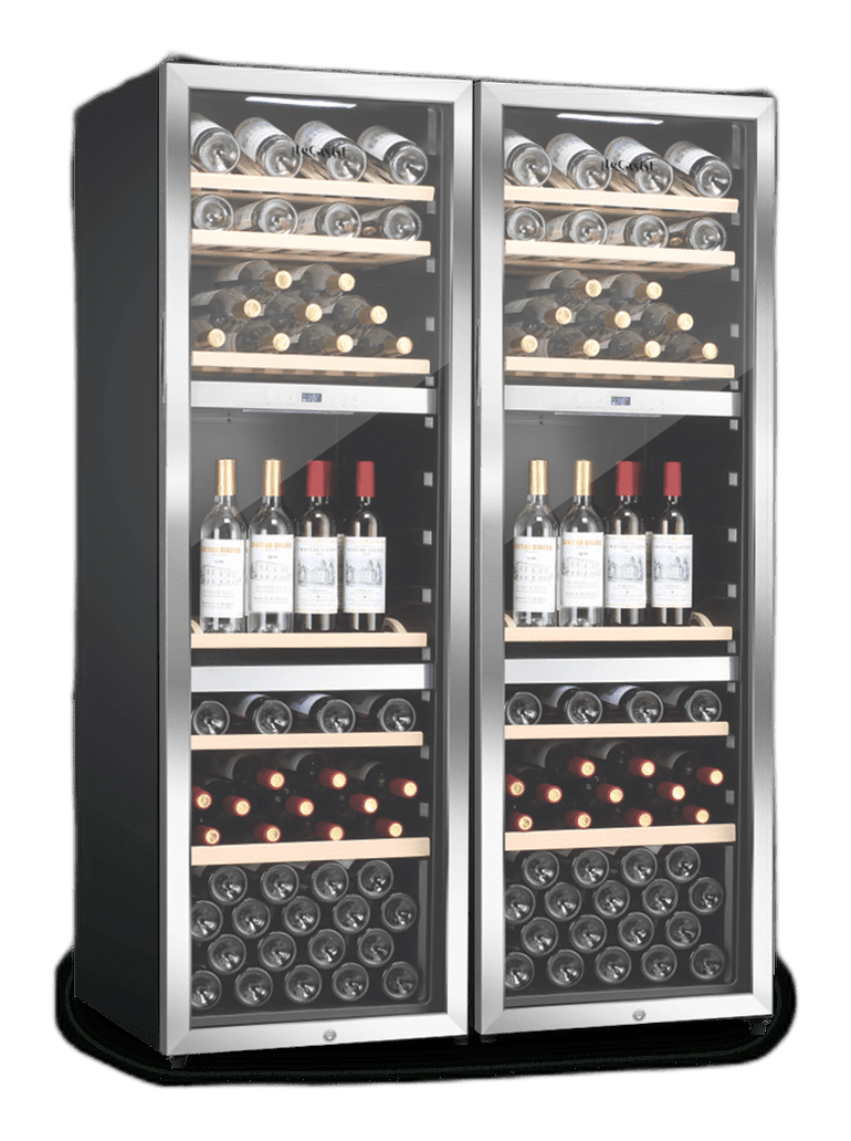 LeCavist Wine Cabinet Duo- 280 Bottle (2 x 140) - Triple Zone - Freestanding - Stainless Steel (LEK1403ZPVXX2)