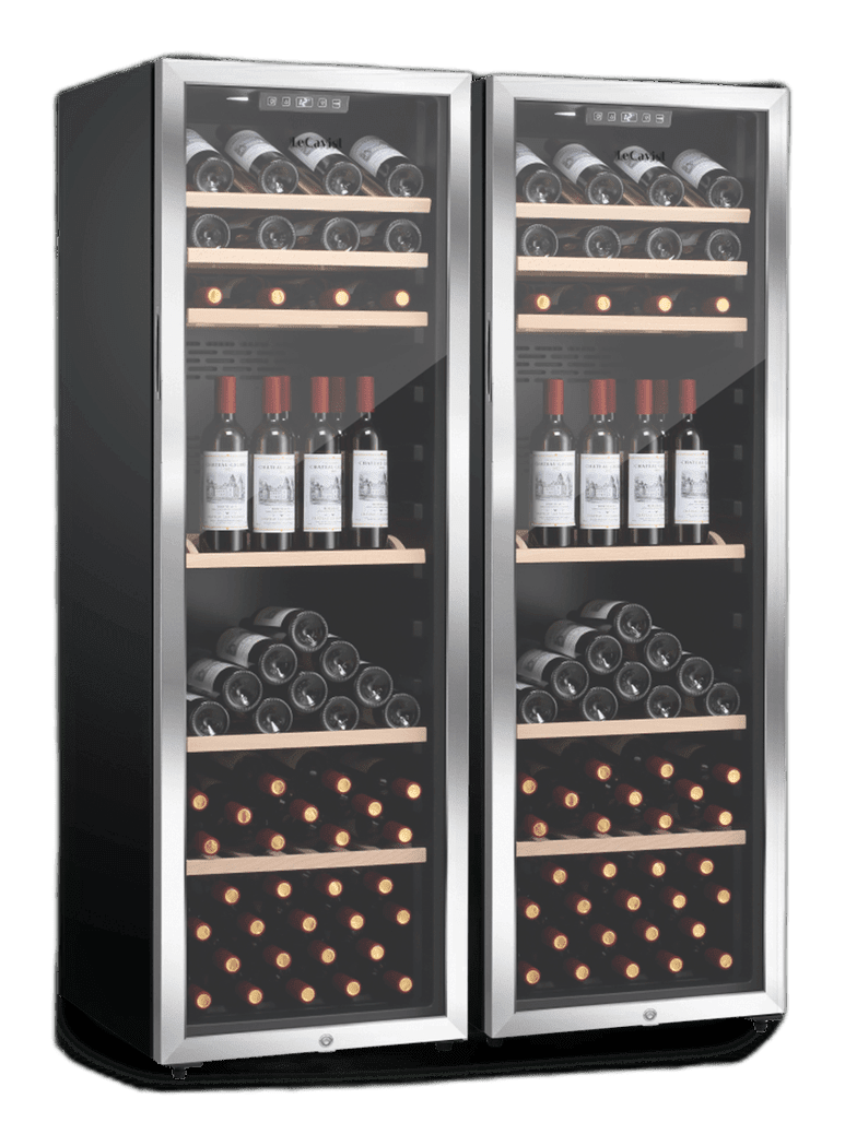 LeCavist Wine Cabinet Duo - 336 Bottle (2 x 168) - Single Zone - Freestanding - Stainless Steel (LEK168PVXX2)