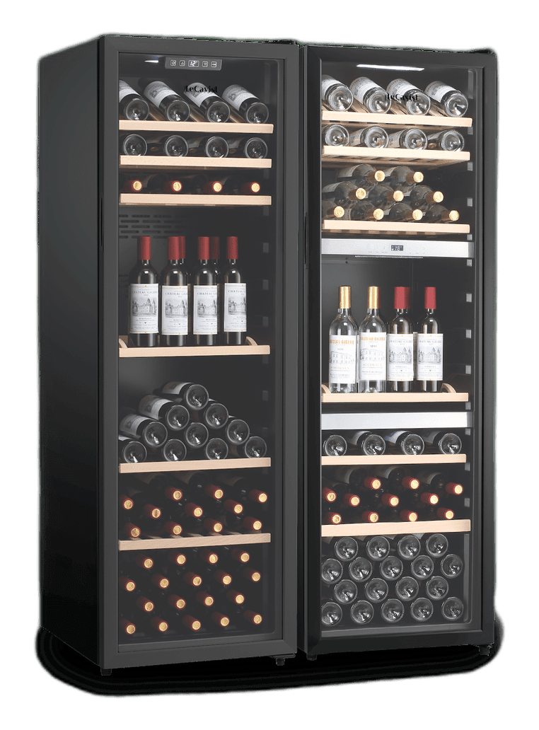 LeCavist Wine Cabinet Duo - 308 Bottle (140 + 168) - Triple Zone + Single Zone - Freestanding - Black (LEK208PVX2)